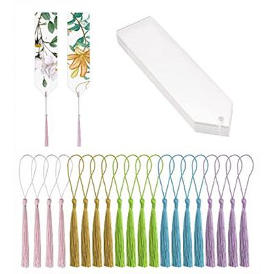 20pcs Blank Clear Acrylic Bookmarks Diy Unfinished Bookmark Rectangle Transparent Book Markers With Tassels Graduation Gift Tag