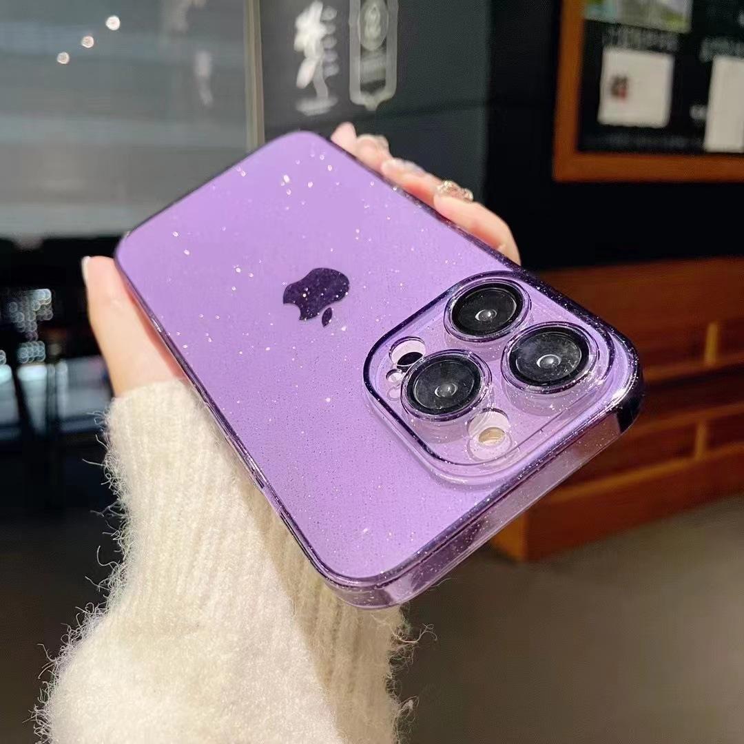 Applicable to iPhone17promax star glitter mobile phone case Apple 16 transparent PC with glass lens film 14 hard iPhone17PRO MAX