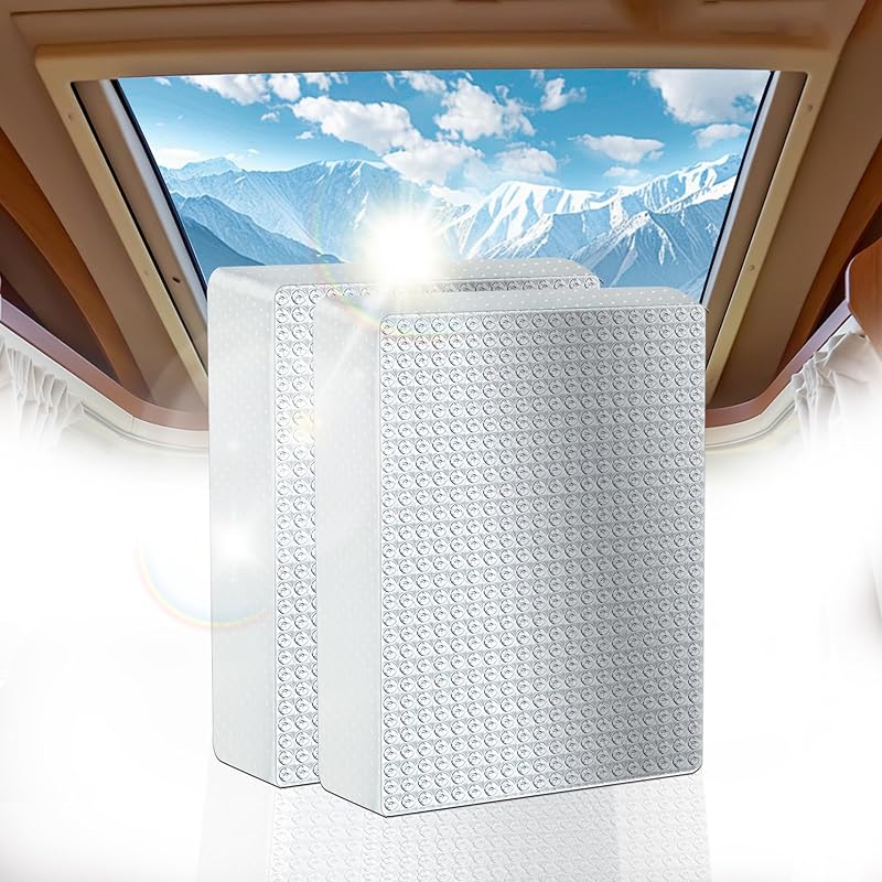 ESMING 1Pack 14"X14"X3" RV Skylight Ulator,RV Vent Ulator, RV Skylight Cover With Reflective Surface, Waterproof RV Ulation, RV Sunroof Skylight
