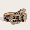 Gothic Y2K Leopard Print Belt PU Personality Carved Buckle Belt Jeans Decoration Vintage Suede Waistband Spicy Girl