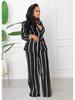 Women's Striped Printed Long-Sleeve Shirt Suit - Two-Piece Set