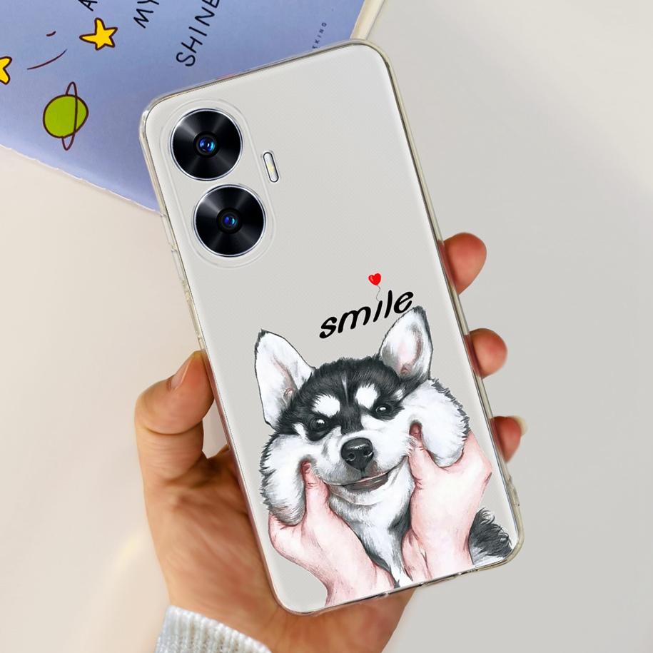 For Realme C55 4G Case 2023 Phone Cover Beautiful Flower Painted Soft Funda Clear Coque For Realme C55 2023 Bumper RealmeC55 Bag