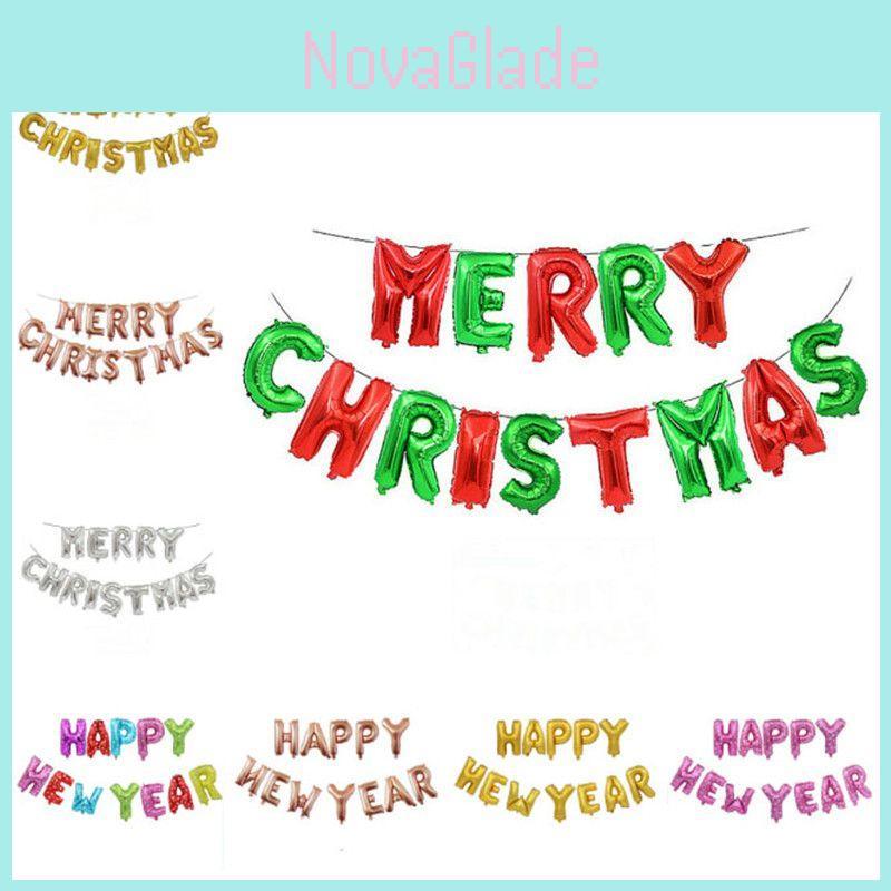 Extra Large Merry Christmas Balloons And Happy New Year Banner For Home Decoration