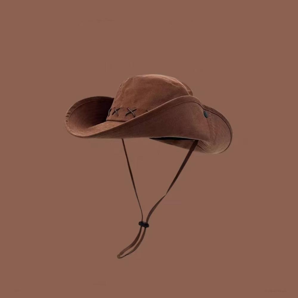 Breathable Wide Brim Sun Hat Adjustable Fisherman Sunshade Cap Western Cowboy Hat  Summer