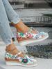 2025 New Women's Large Size Wedge Heels with Spring/Autumn Scarf Buckle & Hemp Sole – European/American Roman Style