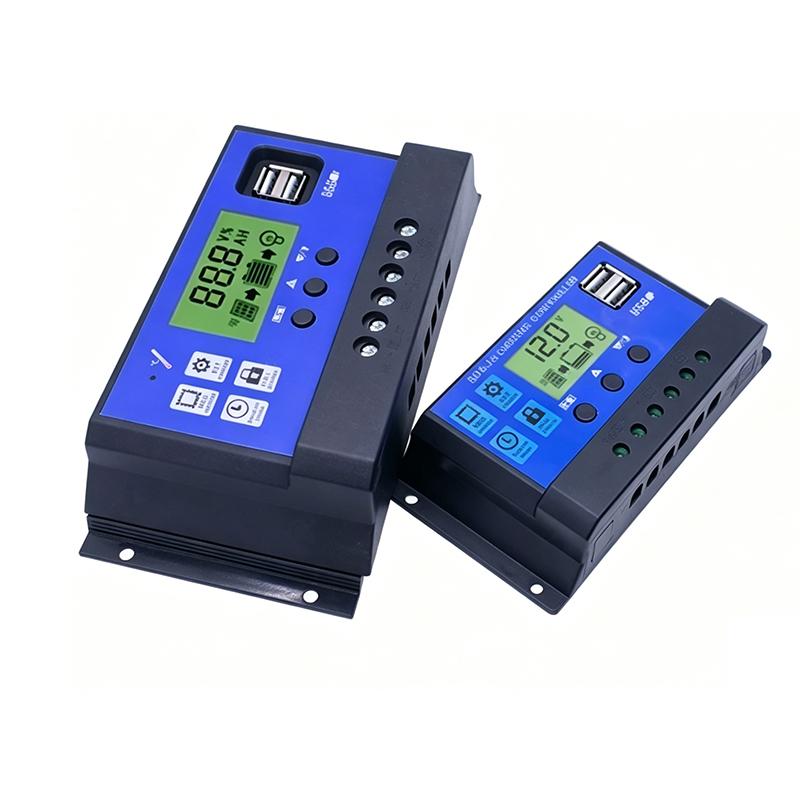 Smart Solar Charge Controller with LCD Display, USB Charging & Multi-Protection for 12V/24V Solar Panel Systems