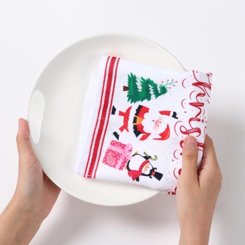 Quick Drying Christmas Kitchen Towels Decorative Holiday Dishcloths Drying Towel For Cleaning And Drying