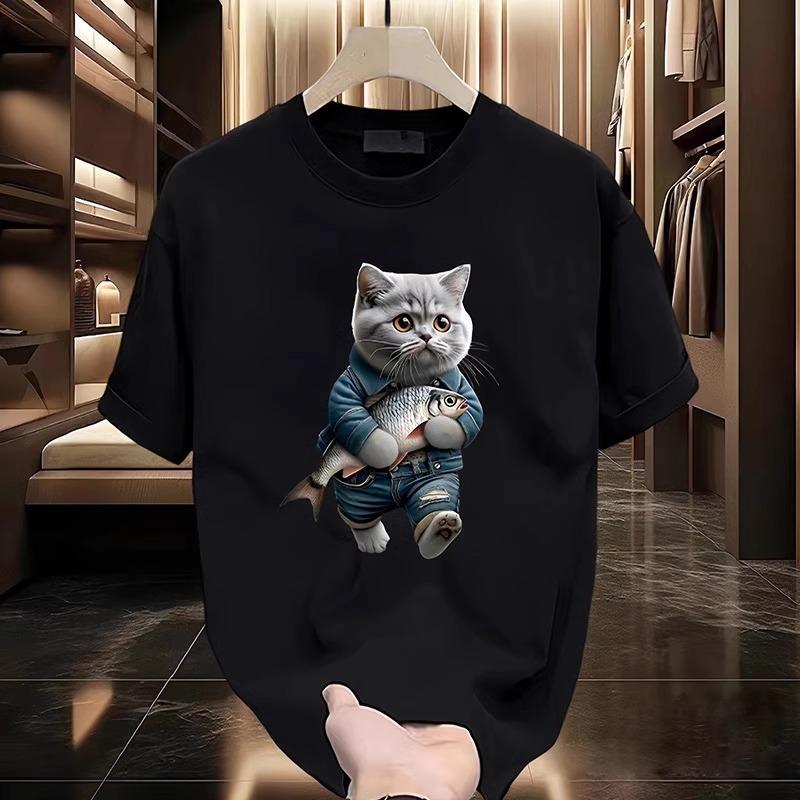 Women Men Cotton T Shirt Round Neck Short Sleeve Print Casual T-shirts