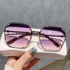 Premium Sunglasses Women'S Sunglasses Frameless Trimmed Trendy Anti-Ultraviolet And Thin Sunshade Big Face Small Face Glasses