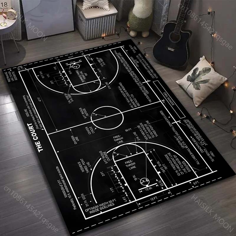 

Multiple sizes Basketball Court Layout Carpet for Living Room Bedroom Sofa Home Decor Rus Non-slip Floor Mat Luxury Gift 40cm x 60cm
