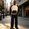 Men's Color Block Raglan Hoodie and Jogger Set, Loose Fit Casual Sweatsuit for Spring and