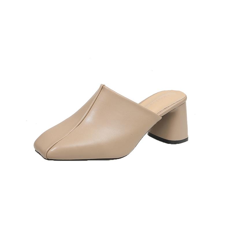 Fashion Comfortable Women's Thick Heel Slippers Sexy Cover Toe Slip-on Women's High Heels Large Size 35-43 Outdoor Leisure Spring/autumn