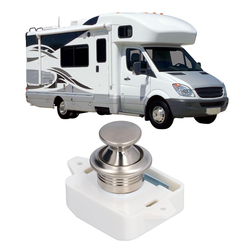 Universal Fit Metal Push Button Latch Push Button Mechanism Door Knob Keyless Catch Lock Caravan Hardware