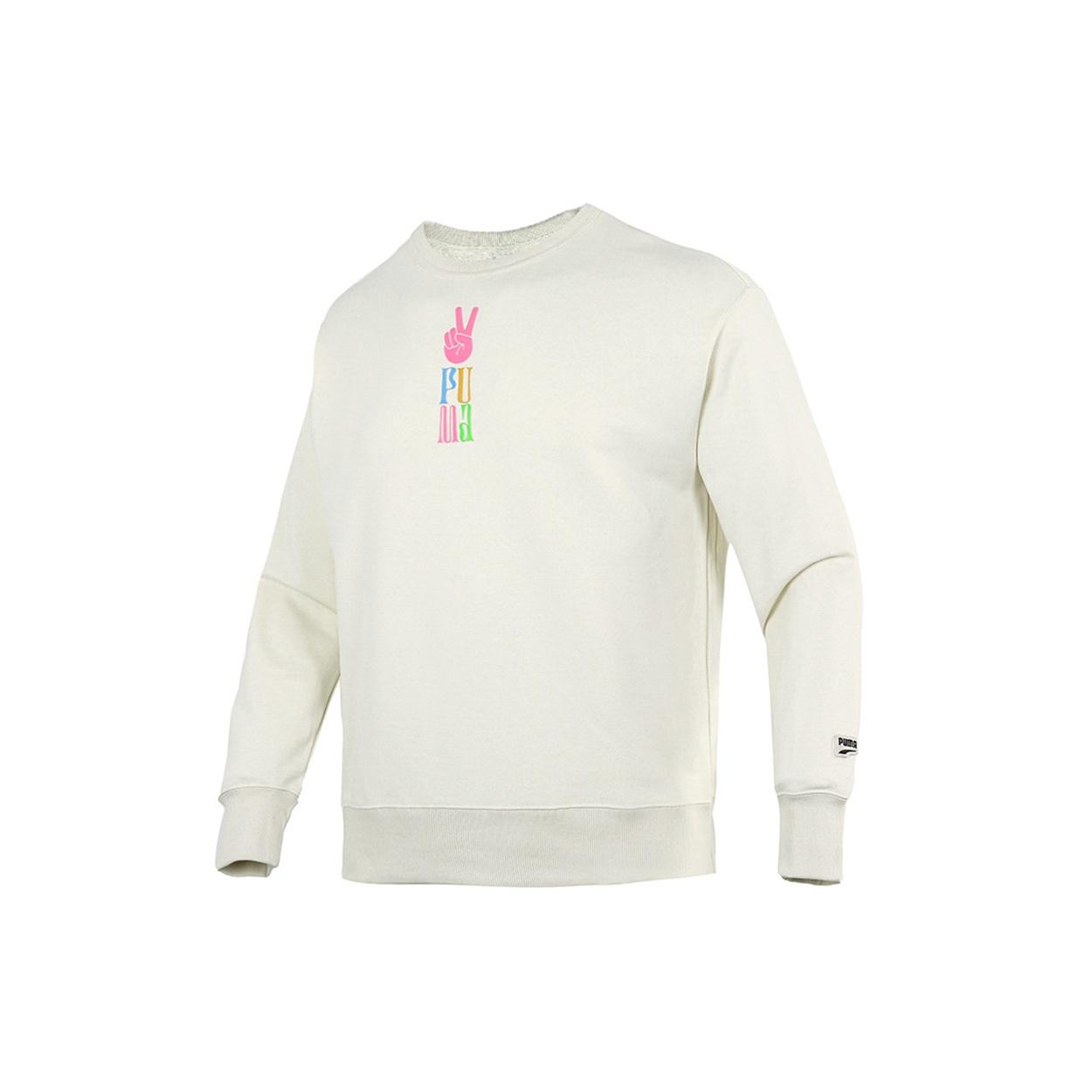 PUMA Funny Logo Printing Sports Training Knit Pullover White Men s 533037-73 XL