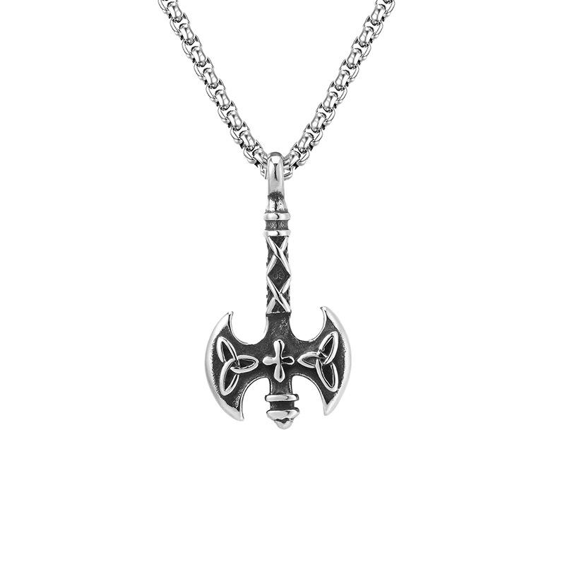 Dragon Bone Chain: Stainless Steel Viking Axe & Celtic Wolf Pendant Necklace 2024