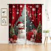 2pcs - Christmas curtains   holiday Christmas snowflake polyester printed curtains   home decoration   room decoration