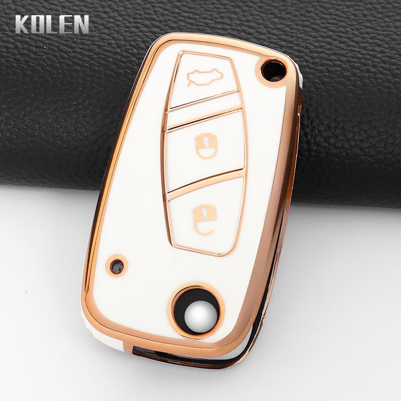 

Luxury Car Folding Key Case Cover For Fiat 500 Panda Stilo Ducato Punto Doblo Bravo 3 Buttons Protector Keychain Accessories