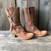 Autumn and Winter Large Size Thick Heel Women's Leather Boots Side Zipper Martin Boots Women's New British Style Medium Heel Boots