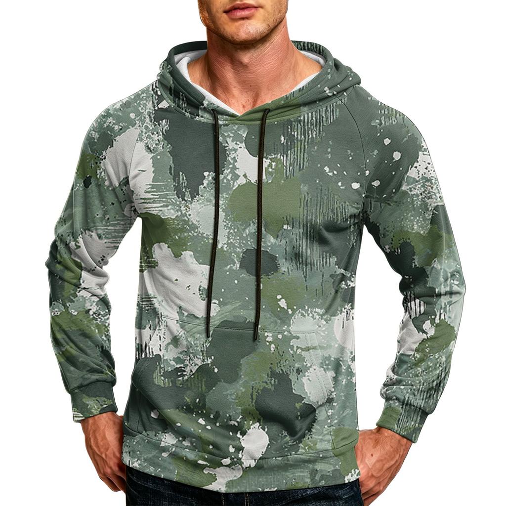 Men's Color Loose Fit Casual Hoodie with Pocket and Drawstring