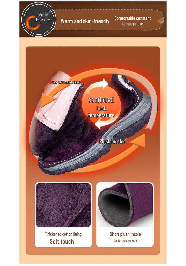 Zhang Kaili Women's Autumn/Winter Anti-slip Warm Walking Shoes for Middle-aged & Elderly