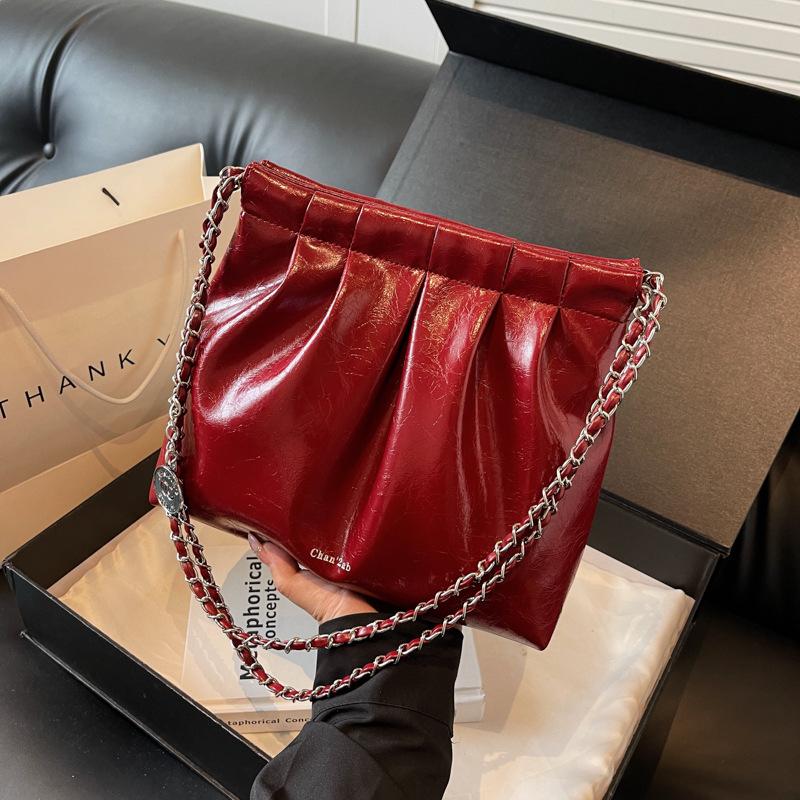 Versatile Popular Bag Women's 2025 New High-end Pleated Shoulder Bag Fashion Chain Crossbody Shoulder Bag Women