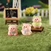 Animal Desk Accessory Pig Ornament Small Pink Piglet Synthetic Resin Figurine Decor with Raincoat Yellow Duck Micro Landscape