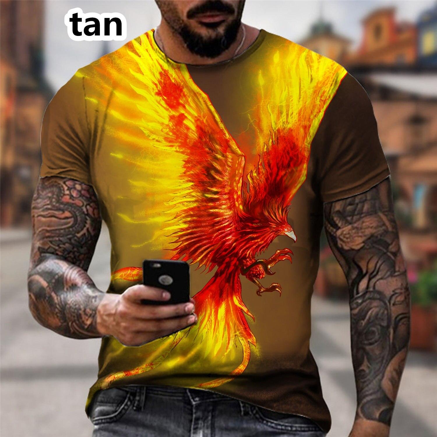 

Мужская/женская повседневная футболка с 3D принтом синего Феникса и птицы, унисекс, топы с короткими рукавами, футболка