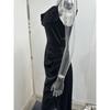 Women's Cowl Neck Spaghetti Strap Slit Maxi Dress Backless Party Evening Gown