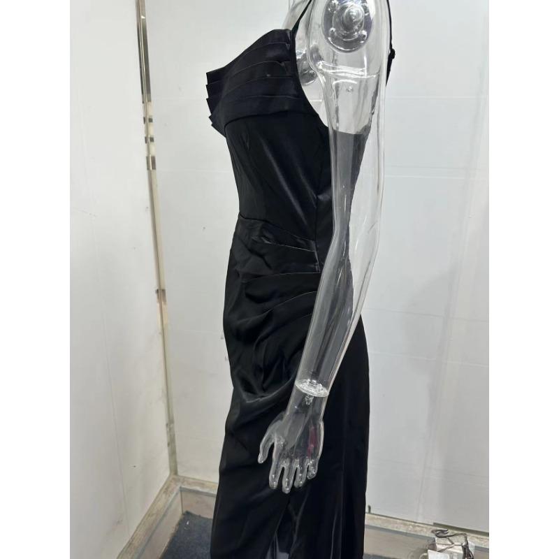 Women's Cowl Neck Spaghetti Strap Slit Maxi Dress Backless Party Evening Gown