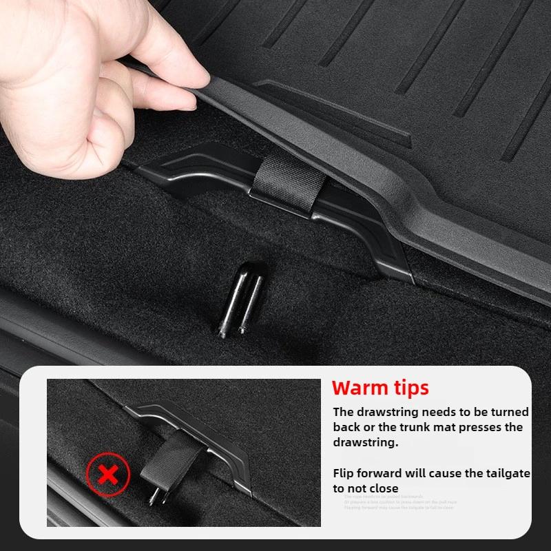 for Tesla Model Y Juniper 2025 2026 Car Rear Trunk Rope Draw String Hook Loop Organizer Trunk Cover Handle Interior Accessories