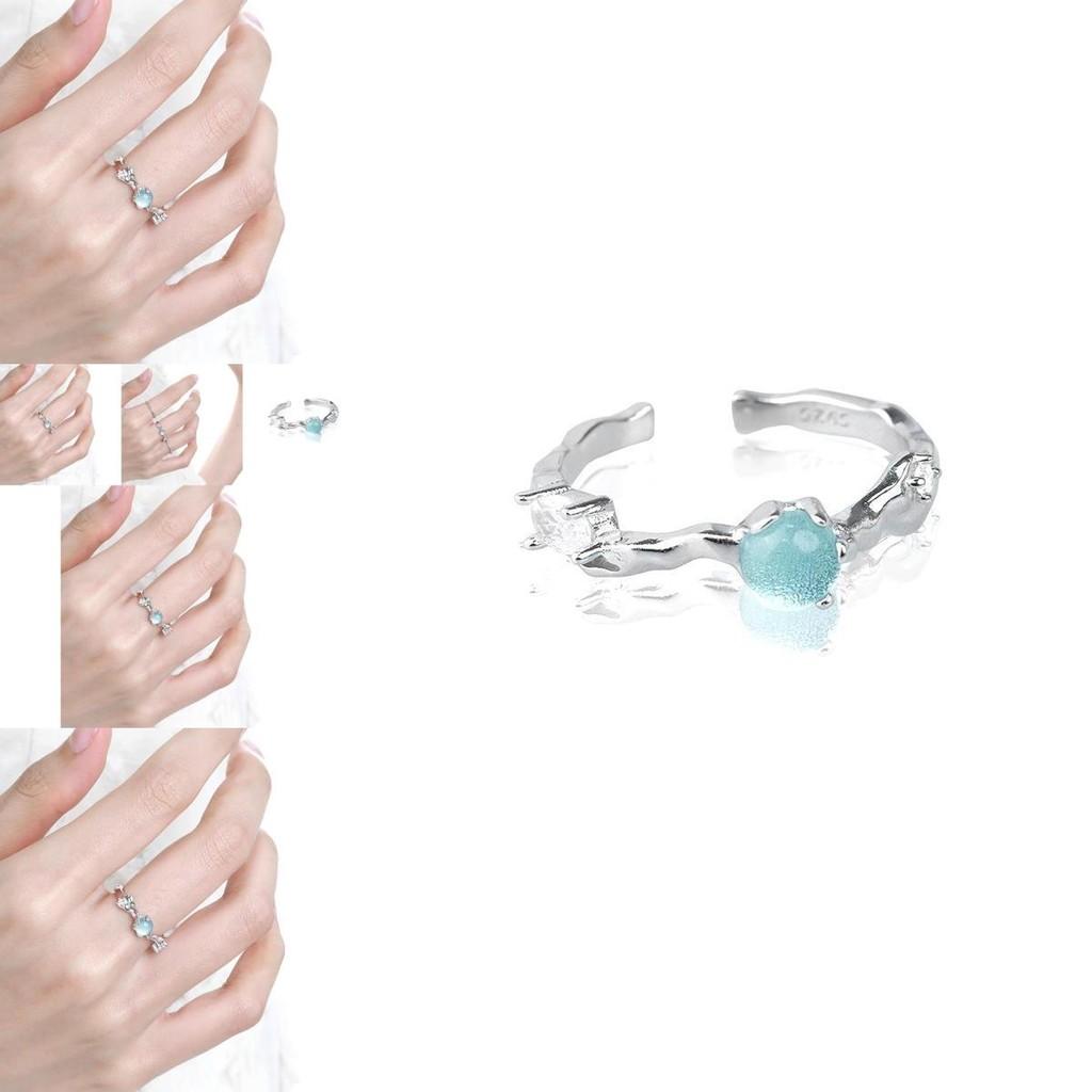 Stylish Open Design Blue Ring For Women With Rhinestone Embellishments For Everyday Wear