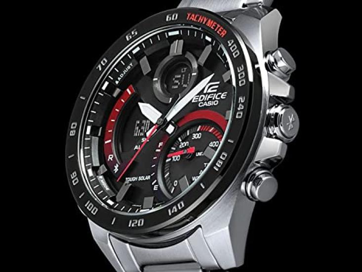 EDIFICE CASIO Bluetooth Smartphone-Konnektivität Tough Solar Chronograph Analog Digital Kalender Schwarz Rot Businessuhr Sportuhr Edelstahl