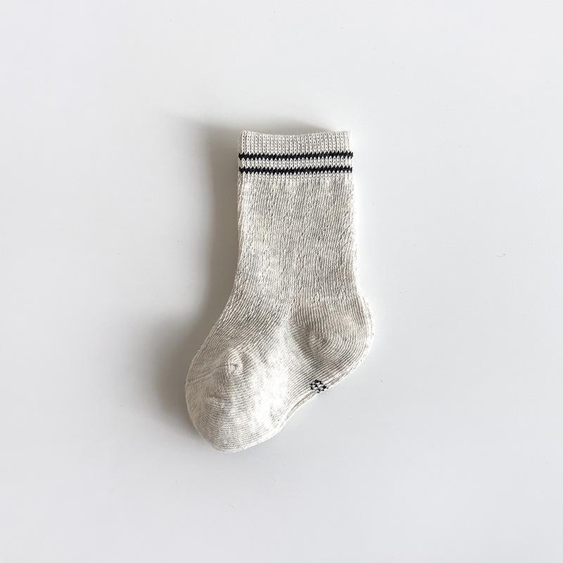 Unisex Infant Mesh Cotton Mid-Calf Socks (0-3 Years, Black/White)