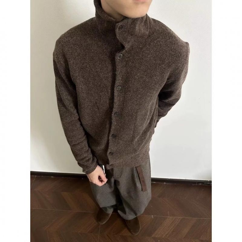 

Cleanfit Retro Old Money Loose Fit Men s Autumn/Winter Cardigan Sweater with Half-High Neck Knitwear in Korean Style L кавовий
