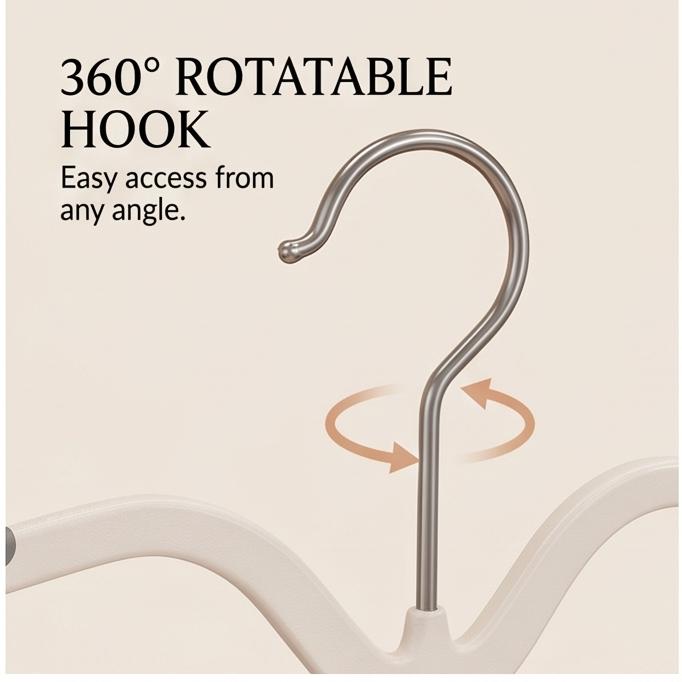 Rotatable Short-Neck Anti-Slip No-Trace Clothes Hangers, 10pcs Anti-Shoulder Mark for Home Closet & Laundry Storage Organizer