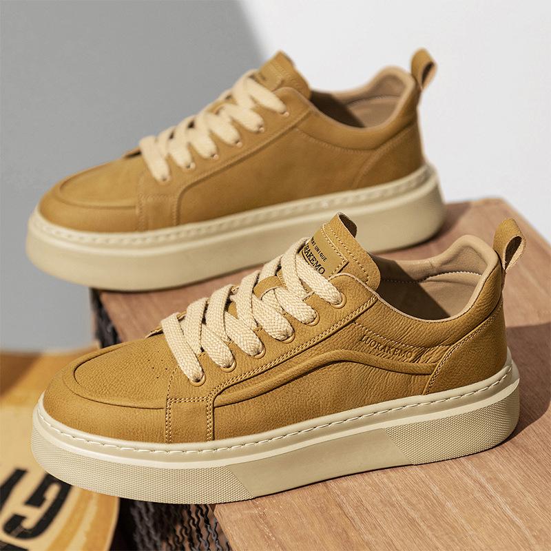 Fashion New Shoes for Men Leather Casual Shoes Trend Flat Skateboard Shoes Fashion Cool Lace-up Sneaker