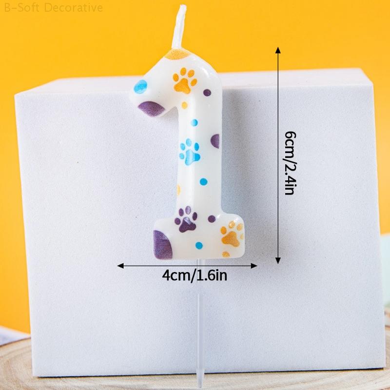 Blue Dog Paw Print Birthday Candles 0-9 Digital Candle Numeral Cupcake Topper Decorations for Pets Kids Birthday Party Supplies
