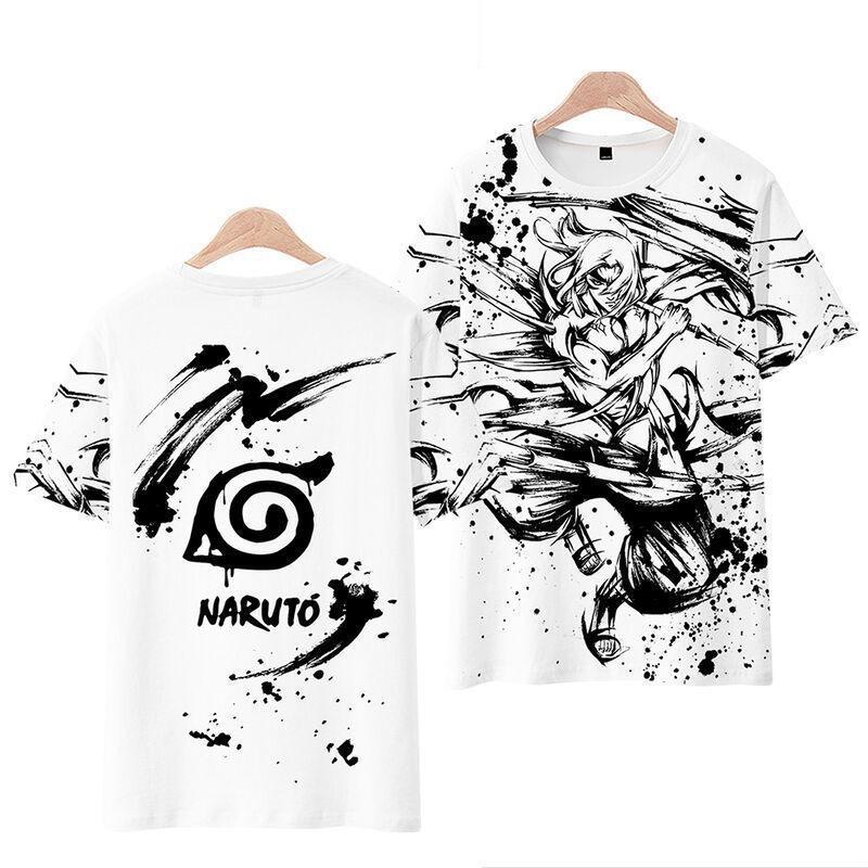 Japanisches Manga 3D-gedrucktes Kurzarm-T-Shirt Sommer Atmungsaktives Polyester Einfaches Rundhals-Oberteil