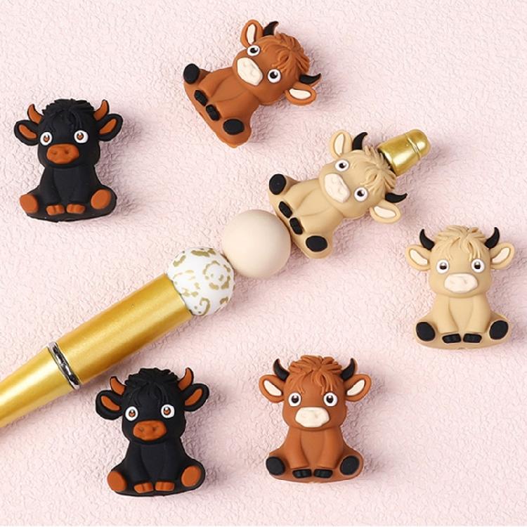 20pcs Cow Theme Silicone Beads Craft Beading Project For Kids Jewelry Friendship Bracelets Making Accessories