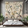 Vintage Chinoiserie Tapestry Birds And Flowers, Asian Art Aesthetic Wall Hanging, Cottagecore Nature Decor For Bedroom, Living