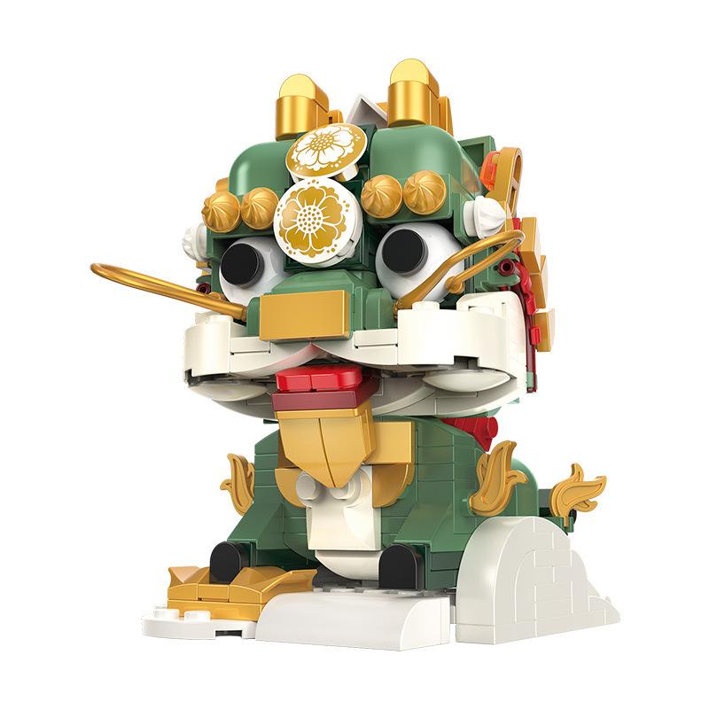 Ancient Auspicious Beasts Series Kirin Koi Carp Fish Lion Dance Building Blocks Bricks Toys for Mascot Decoration