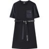 Solid Color Fashion Casual Breathable Comfortable Pullover Round Neck Knitted Short Sleeve Dress Women Dresses Legendary-Blue F11W327303FNV