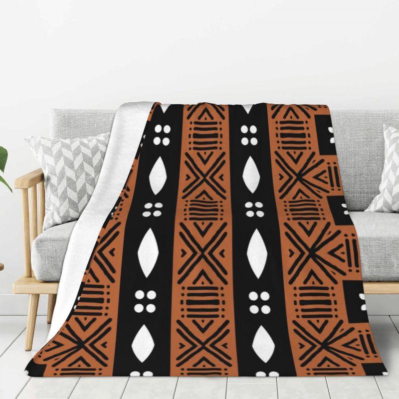 Maßgeschneiderte ultraweiche Fleece-Afrikanische Schlammtuch Bogolan Decke Warme Flanell-Stamm-Ethnisch-Böhmische Muster Decken Sofa Steppdecke