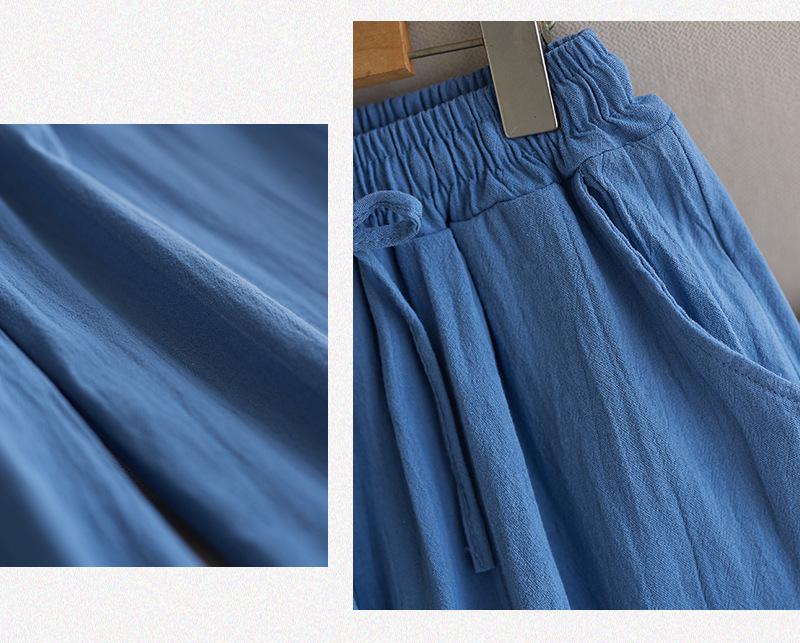 Southeast Asia Plus Size Casual Retro Cotton Linen High Waist Wide Leg Pants