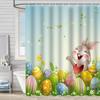 Easter Rabbit Waterproof And Mildew-Proof Polyester Bathroom Shower Curtain Shower Curtain Partition Curtain Free Of Punching