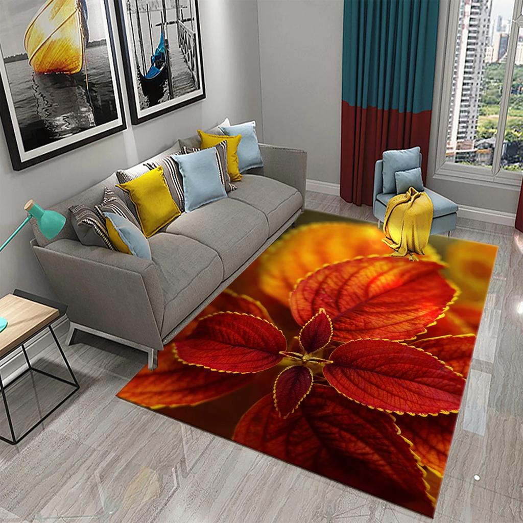 3D Colorful Leaves Carpet for Bathroom Entrance Door Anti-slip Floor Mat Kitchen Rug Mat for Living Room Bedroom Decor Area Mats