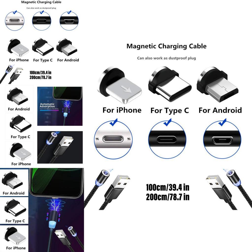 Magnetic Charging Head 360 Degree Rotation For Android And Iphone Aluminum Alloy Charging Interface
