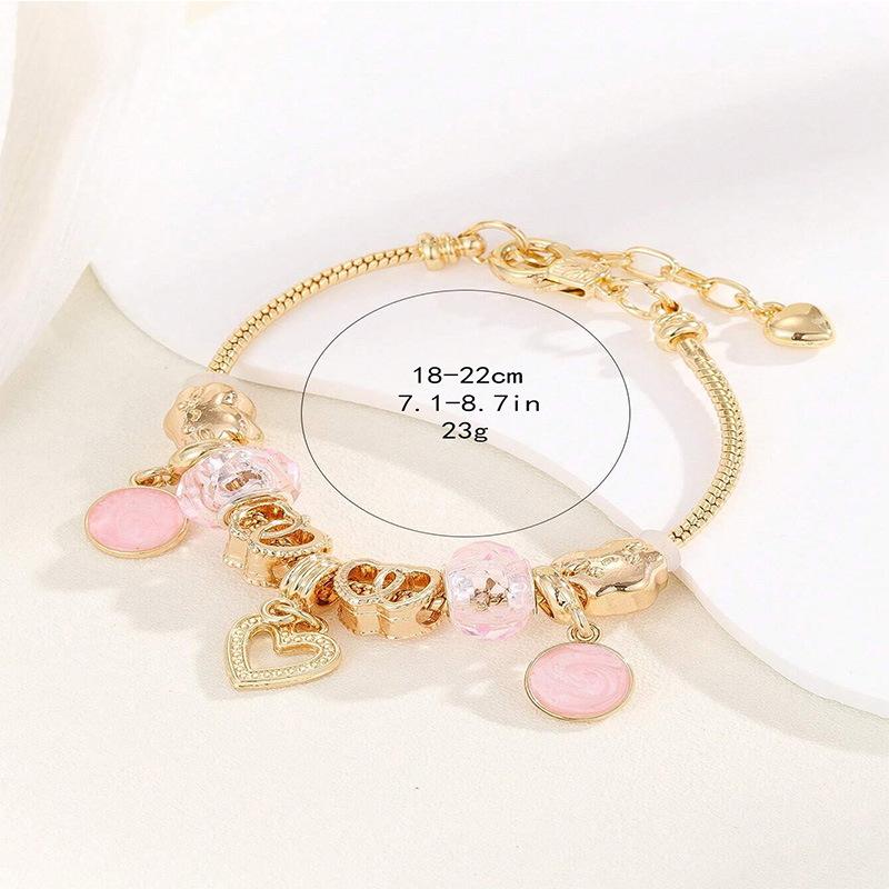 Adjustable Heart Shaped Crystal Beaded Bracelet Handmade with Chain Charm Anklet