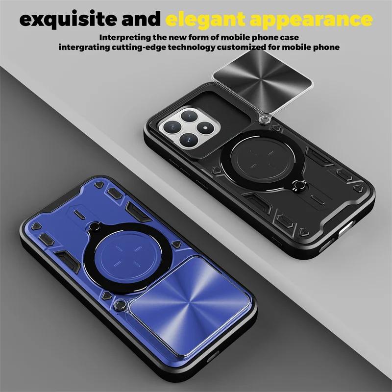 Funda For Poco F8 Pro 5G Case Armor Slide Camera Lens Protection Ring Stand Back Cover for Poco F8Pro Pocof8pro Shockproof Coque