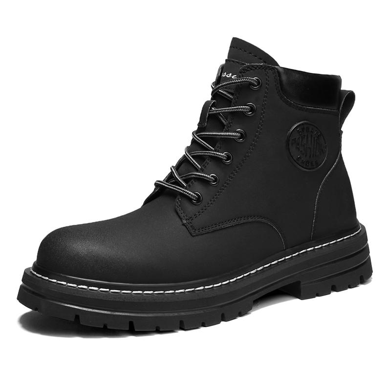 

Новая осенняя мужская обувь ботинки высокий верх модные мотоциклетные кожаные туфли для активного отдыха удобные ботинки женские на шнуровке боты 36 чёрный
